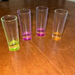 Set Of 4 Colorful Tall Shot Glasses